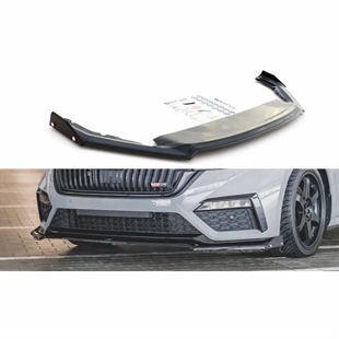 Maxton Front Splitter + Flaps V.2 Skoda Octavia RS Mk4 - Gloss Black