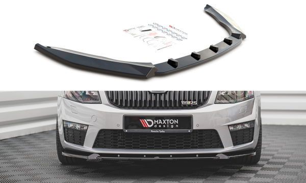 Maxton Front Splitter V.3 Skoda Octavia RS Mk3 - Gloss Black