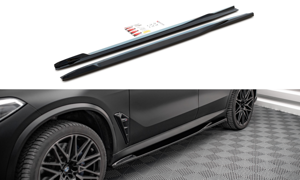 Maxton Side Skirts Diffusers BMW X5M F95 - Gloss Black