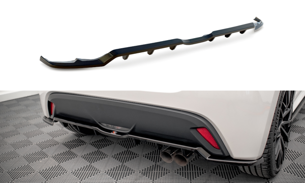 Maxton Central Rear Splitter (With Vertical Bars) V.2 Toyota Yaris Mk4 - Gloss Black