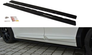 Maxton Side Skirts Diffusers Honda Civic Mk9 Facelift - Gloss Black