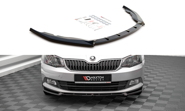 Maxton Front Splitter V.1 Skoda Fabia Mk3 - Gloss Black