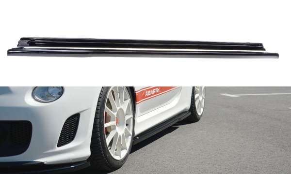 Maxton Side Skirts Diffusers Fiat 500 Abarth Mk1 - Gloss Black