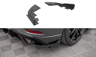Maxton Street Pro Rear Side Splitters + Flaps Audi S3 Sportback 8V Facelift - Black + Gloss Flaps    