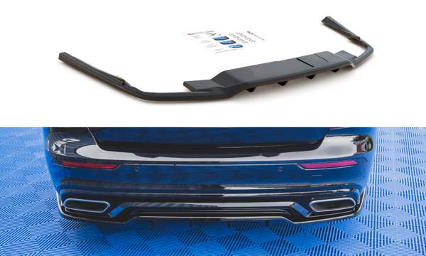 Maxton Central Rear Splitter (With Vertical Bars) Volvo S60/V60 R-Design Mk3 - Gloss Black