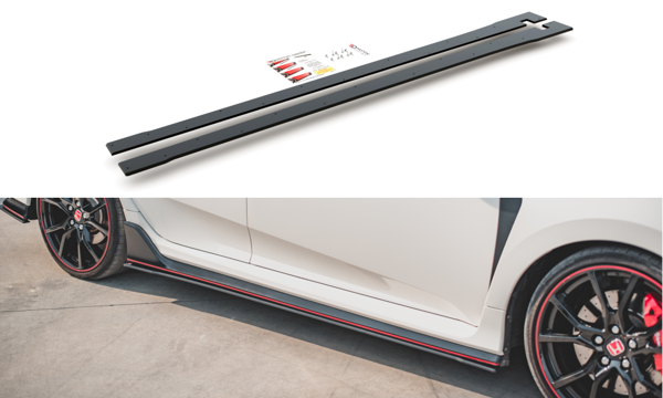 Maxton Racing Durability Side Skirts Diffusers V.2 Honda Civic X Type-R - Black