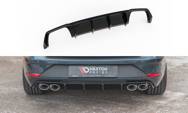 Maxton Rear Valance V.3 Seat Leon Cupra St Mk3 Fl - Gloss Black