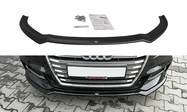 Maxton Front Splitter V.2 Audi S3 / A3 S-Line 8V Fl Sedan - Gloss Black