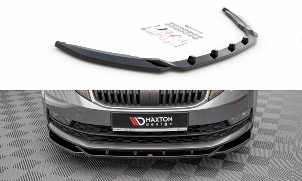 Maxton Front Splitter V.2 Skoda Octavia Mk3 Facelift - Gloss Black