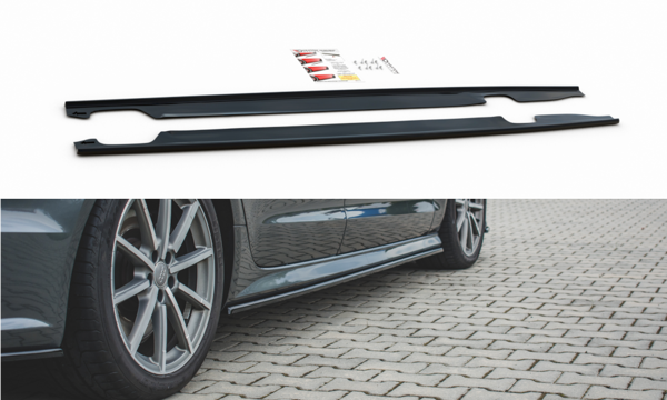 Maxton Side Skirts Audi S6 / A6 S-Line C7 Fl  - Gloss Black
