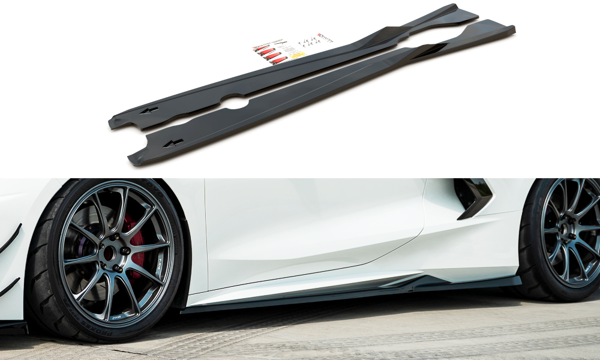 Maxton Side Skirts Diffusers Chevrolet Corvette C8 - Gloss Black