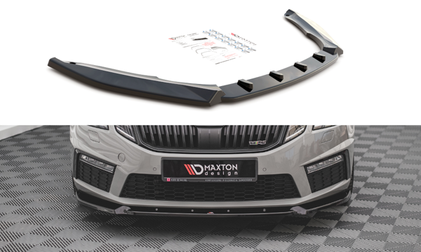 Maxton Front Splitter V.2 Skoda Octavia RS Mk3 Facelift - Gloss Black