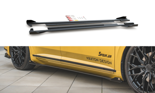 Maxton Racing Durability Side Skirts Diffusers + Flaps Volkswagen Arteon R-Line - Black-Red + Gloss Flaps