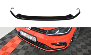 Maxton Front Splitter V.7 VW Golf 7 R / R-Line Facelift - Gloss Black