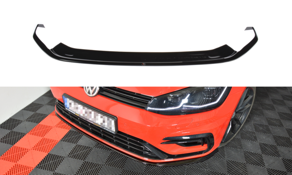 Maxton Front Splitter V.7 VW Golf 7 R / R-Line Facelift - Gloss Black