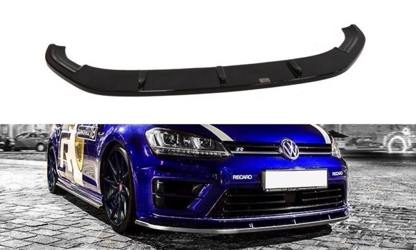Maxton Front Splitter V.1 VW Golf 7 R / R-Line  - Gloss Black