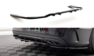 Maxton Central Rear Splitter (With Vertical Bars) Mercedes-Benz C Amg-Line W205 Facelift - Gloss Black
