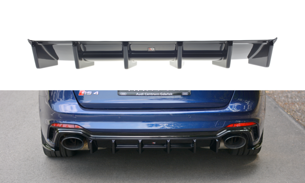 Maxton Rear Valance Audi RS4 B9 Avant - Gloss Black