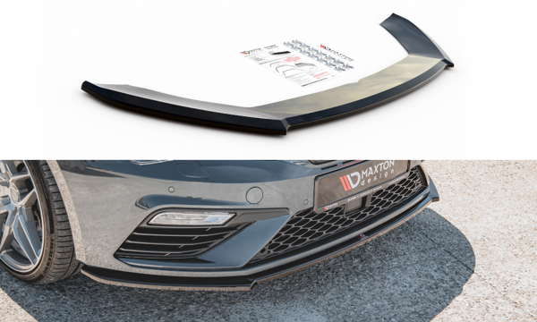 Maxton Front Splitter V.4 Seat Leon Cupra / Fr Mk3 Fl - Gloss Black