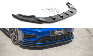 Maxton Front Splitter V.9 VW Golf 7 R / R-Line Facelift - Gloss Black