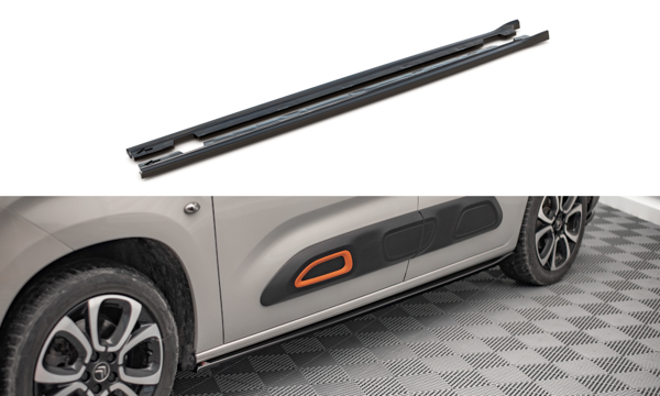 Maxton Side Skirts Diffusers Citroen Berlingo Mk3 - Gloss Black
