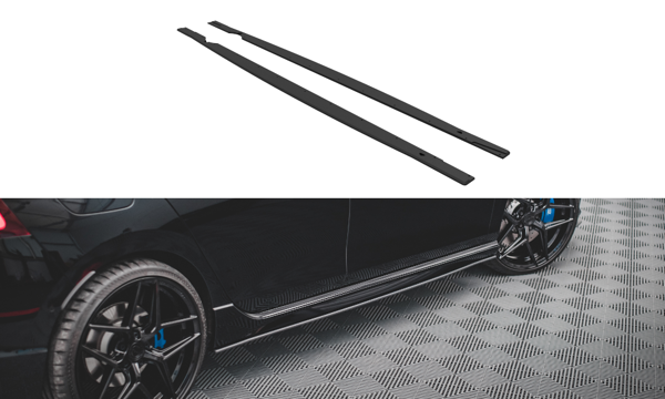 Maxton Street Pro Side Skirts Diffusers Volkswagen Golf R Mk8 - Black-Red
