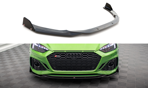 Maxton Front Splitter + Flaps V.1 Audi RS5 F5 Facelift - Gloss Black