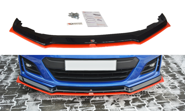 Maxton Front Splitter V.5 Subaru Brz Facelift - Gloss Black + Red