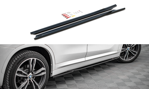 Maxton Side Skirts Diffusers BMW X1 M-Pack F48 - Gloss Black