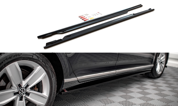Maxton Side Skirts Diffusers Volkswagen Passat B8 Facelift - Gloss Black