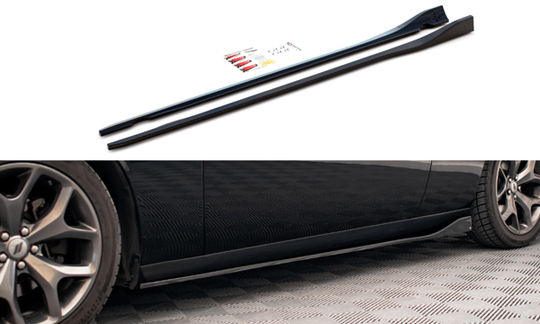Maxton Side Skirts Diffusers Dodge Challenger Rt Mk3 Facelift - Gloss Black