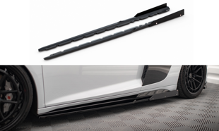Maxton Side Skirts Diffusers  V.2+ Flaps Audi R8 Mk2 Facelift - Gloss Black