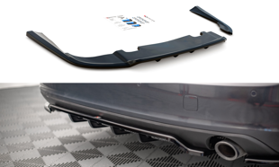 Maxton Central Rear Splitter (With Vertical Bars) Volvo V90 Mk2 - Gloss Black