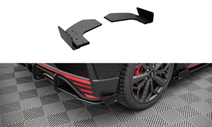 Maxton Street Pro Rear Side Splitters + Flaps Hyundai I20 N Mk3 - Black + Gloss Flaps    