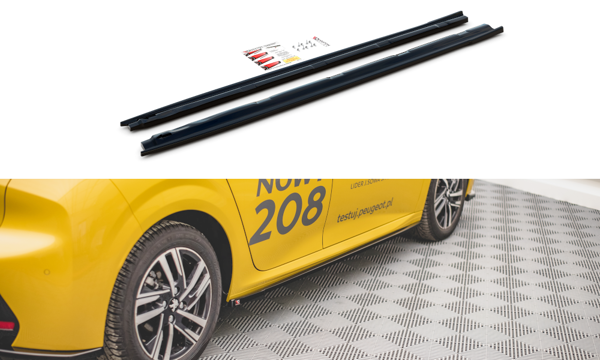 Maxton Side Skirts Diffusers Peugeot 208 Mk2 - Gloss Black