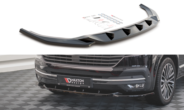Maxton Front Splitter V.2 Volkswagen T6 Facelift - Gloss Black