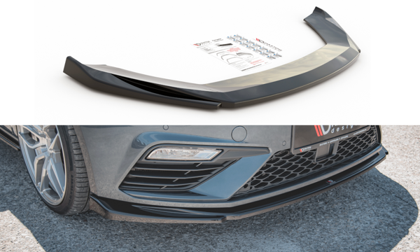 Maxton Front Splitter V.5 Seat Leon Cupra / Fr Mk3 Fl - Gloss Black