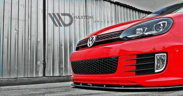 Maxton Front Splitter Ver.2 VW Golf VI (For Golf Gti 35Th) - Gloss Black
