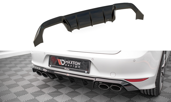 Maxton Rear Valance Volkswagen Golf R Mk7 - Gloss Black