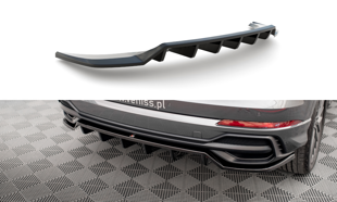 Maxton Central Rear Splitter (With Vertical Bars) Audi Q3 S-Line F3 - Gloss Black