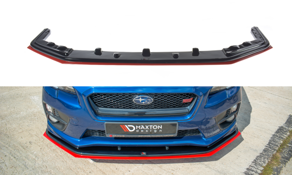 Maxton Front Splitter V.4 Subaru  Wrx Sti - Gloss Black + Red