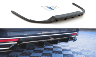 Maxton Central Rear Splitter (With Vertical Bars) Volkswagen Passat B8 - Gloss Black