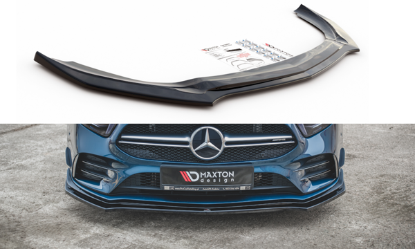 Maxton Front Splitter V.2 Mercedes A35 Amg / Amg-Line W177  - Gloss Black