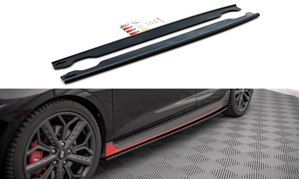 Maxton Side Skirts Diffusers Hyundai I20 N Mk3 - Gloss Black