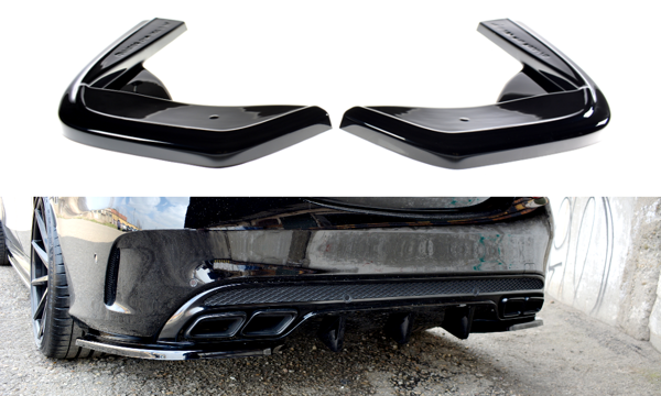 Maxton Rear Side Splitters Mercedes- Benz C43 Amg W205 - Gloss Black
