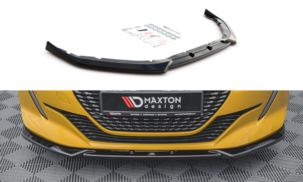 Maxton Front Splitter V.2 Peugeot 208 Mk2 - Gloss Black