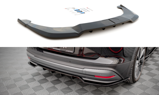 Maxton Central Rear Splitter (With Vertical Bars) Skoda Enyaq Iv - Gloss Black
