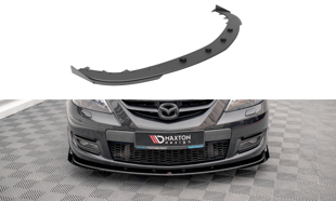 Maxton Street Pro Front Splitter V.1 + Flaps Mazda 3 Mps Mk1 - Black-Red + Gloss Flaps