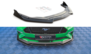 Maxton Front Splitter + Flaps V.1 Ford Mustang Gt Mk6 Facelift - Gloss Black