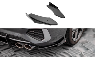 Maxton Street Pro Rear Side Splitters + Flaps Audi S3 Sedan 8Y - Black + Gloss Flaps    